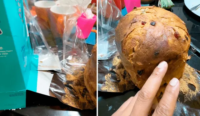 Los usuarios se mostraron disgustados con las imágenes del tradicional panetón peruano. Foto: composición LR/captura de TikTok/@jomenmen1