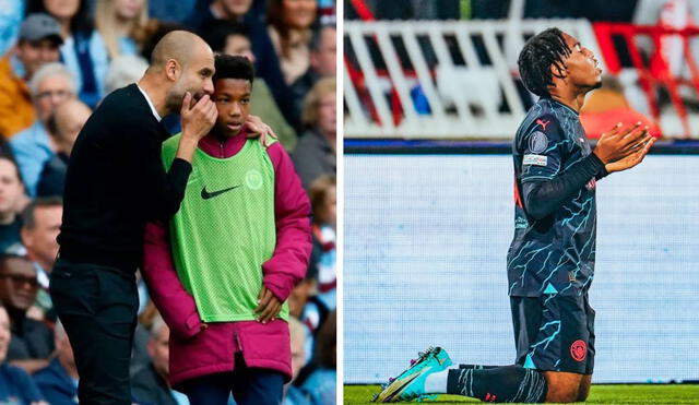 Pep Guardiola le brindaba instrucciones y años más tarde lo usaría como titular. Foto: captura/ESPN/Manchester City