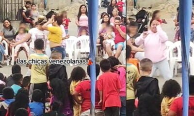 Venezolanas y peruana se robaron el show con sus movimientos durante chocolatada navideña.