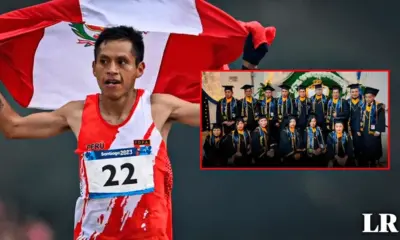 El atleta se gradúo del instituto Kenneth Cooper de Huancayo. Foto: composición LR / Gerson Cardoso / AFP / Huanca York Times