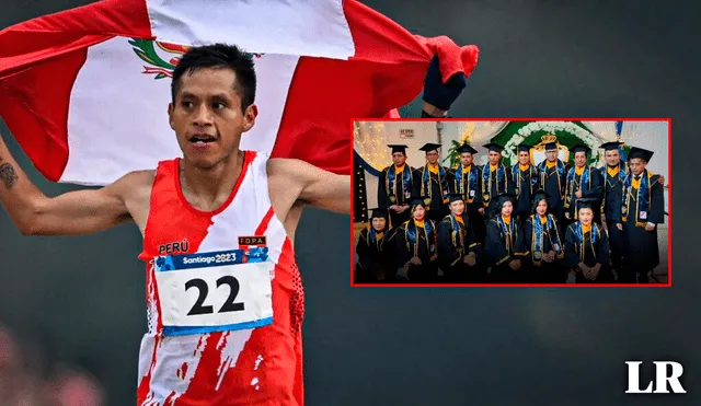 El atleta se gradúo del instituto Kenneth Cooper de Huancayo. Foto: composición LR / Gerson Cardoso / AFP / Huanca York Times