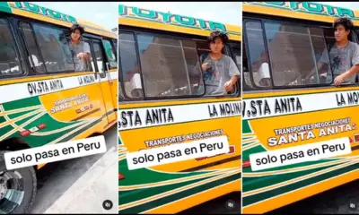 El joven despertó y se mostró confundido al encontrarse dentro de un bus público. Foto: composición LR/TikTok/@memessiio