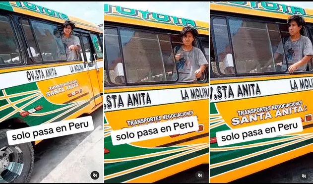 El joven despertó y se mostró confundido al encontrarse dentro de un bus público. Foto: composición LR/TikTok/@memessiio