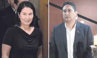 Alianza. Keiko Fujimori, lideresa de Fuerza Popular, y Vladimir Cerrón, líder de Perú Libre. Congreso arroja un salvavidas a sus agrupaciones políticas. Foto: difusión