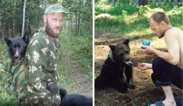 Sergey Grigoriyev creyó que podía domesticar a un oso pardo, animal conocido por ser uno de los depredadores más salvajes.  Foto: composición LR/The Sun