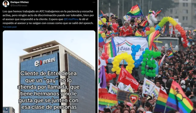 Denuncia por discriminación de una usuaria a asesor comercial de Entel se presenta en el Mes del Orgullo. Foto: composición LR/captura de pantalla.