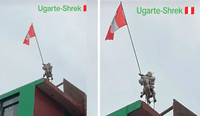 Alfonso Ugarte es uno de los emblemáticos héroes de Perú, pero un hombre decidió cambiarlo por una figura de Shrek. Foto: composición LR/TikTok