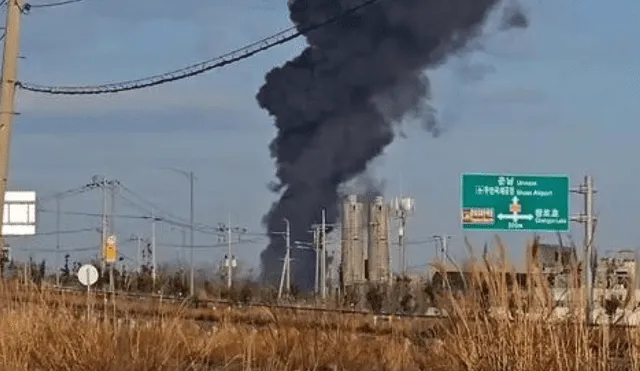 Un avión se estrella en Corea del Sur este sábado 28 de diciembre. Foto: difusión.